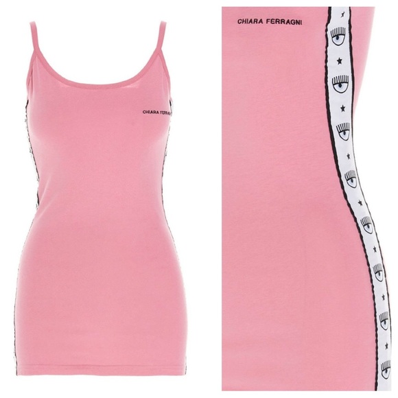 Chiara Ferragni Logomania Eye Tank Dress in Sachet Pink - Picture 1 of 15